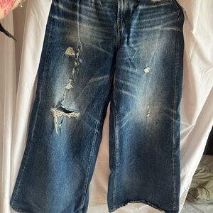 L&B Flare Wide Leg Distressed Blue Jeans